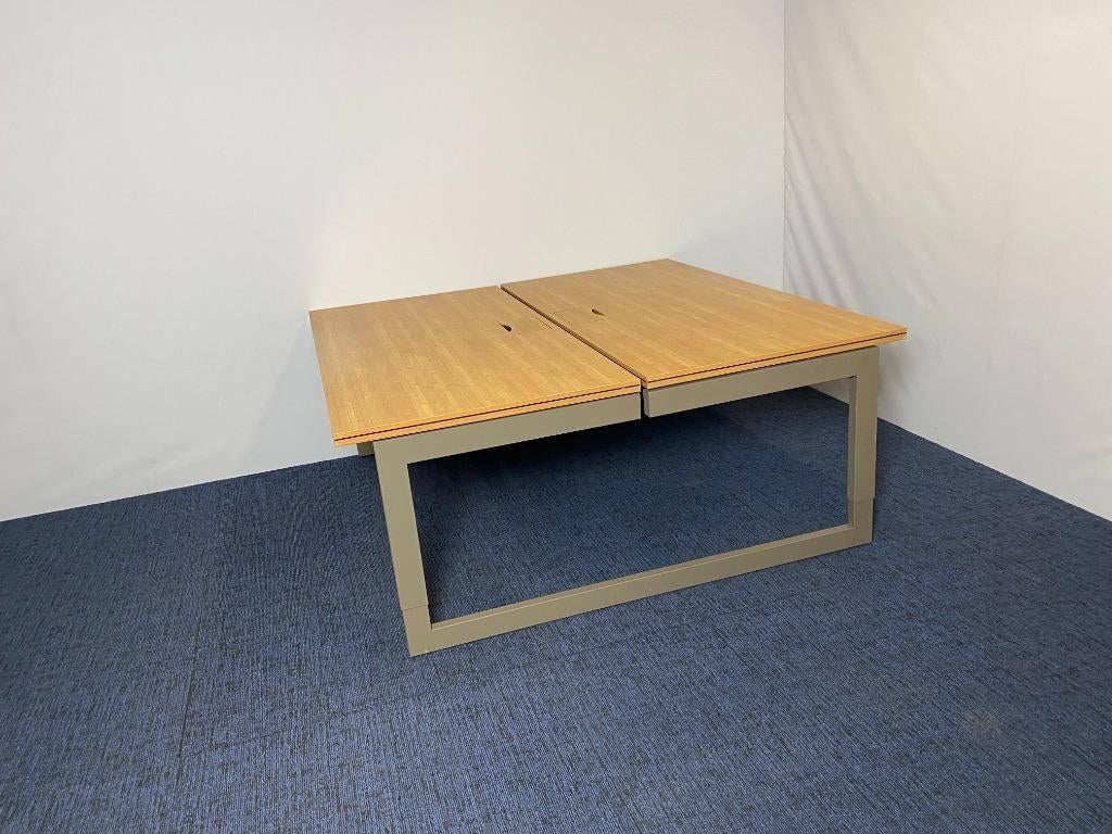 7 x Bench bureau Ahrend, bamboe, 180 x 190 cm., Ophalen, Gebruikt, In hoogte verstelbaar, 180 cm