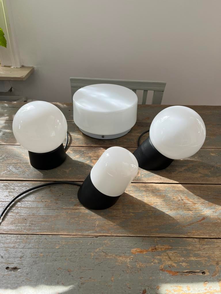 VINTAGE VERLICHTING PLAFONDLAMP WANDLAMP MELKGLAS, Ophalen of Verzenden