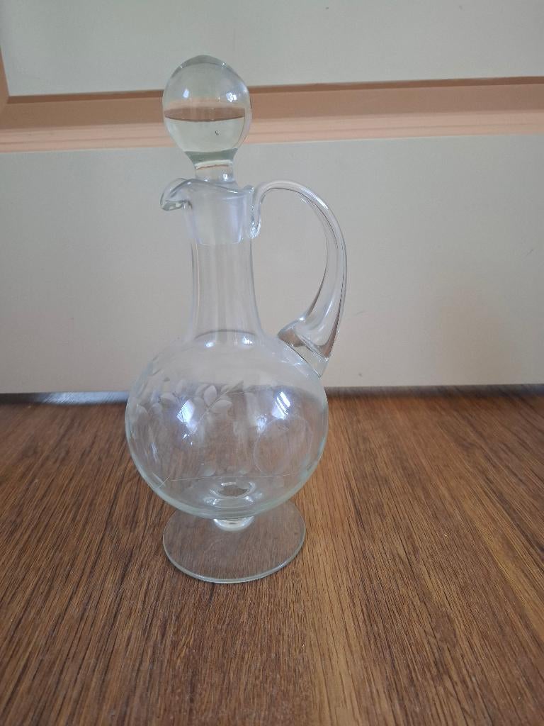 Antieke glazen karaf met stop, Ophalen of Verzenden