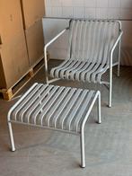 HAY Palissade lounge stoel laag met poef - Sky Grey, Ophalen, Zo goed als nieuw, Metaal, Eén