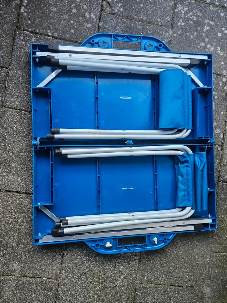 Inklapbare picknicktafel met 4 zitplaatsen - Blauw, Tuin en Terras, Picknicktafels, Gebruikt, Rechthoekig, Overige materialen