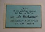 Café   DE BOEKENIER   bij Jan en Nel Koningstraat AMSTERDAM, Verzenden, Zo goed als nieuw, Luciferdoosjes of -merken