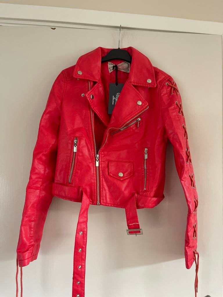 Nieuwe Rode Bikerjack - Maat S, Verzenden, Nieuw, Maat 36 (S), Rood