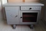 Dressoir grijs geschilderd theekastje brocante vintage, Ophalen, Gebruikt, 25 tot 50 cm