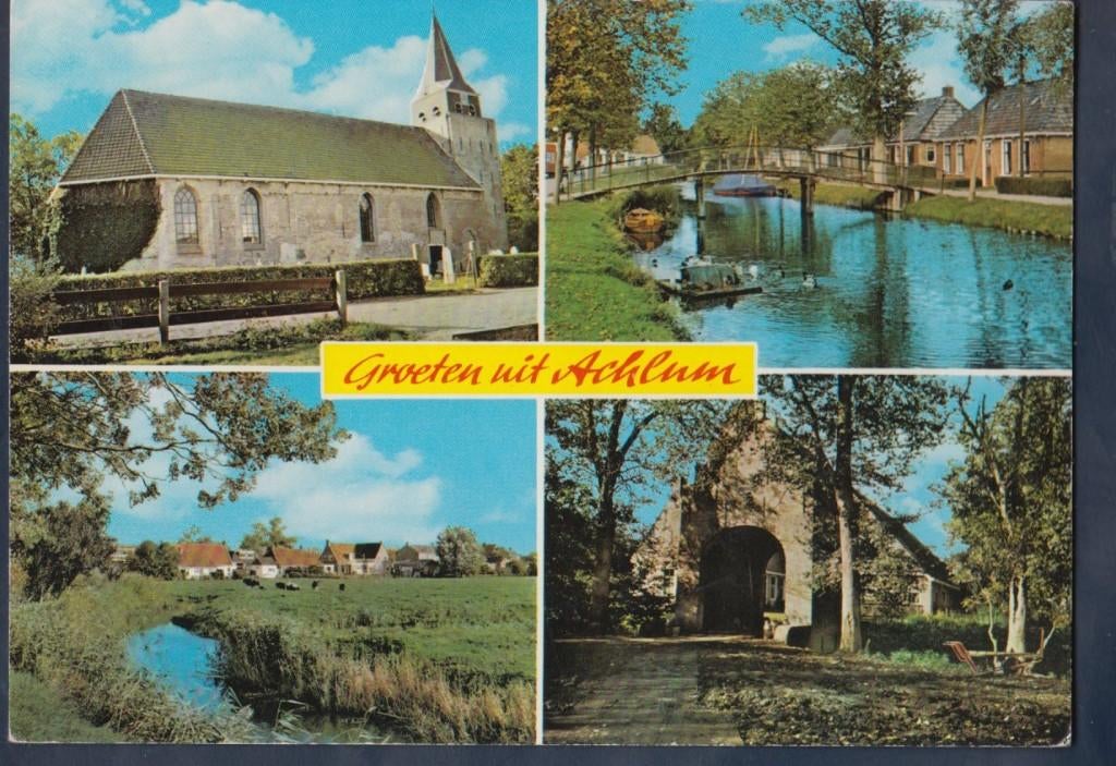 Achlum Groeten Uitg: Kikstra's Kleinwarenhuis Ongelopen, Verzenden, 1980 tot heden, Ongelopen, Friesland