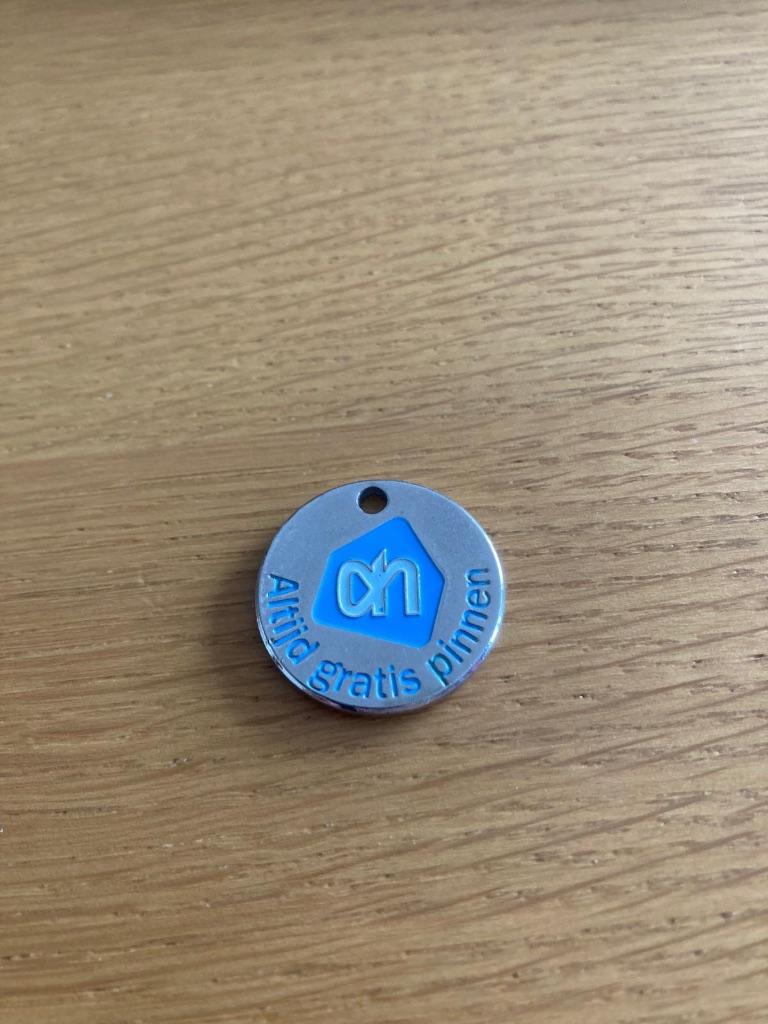 Winkelwagenmunt Albert Heijn AH/ Altijd gratis pinnen *goed*, Verzamelen, Winkelwagenmuntjes, Ophalen of Verzenden