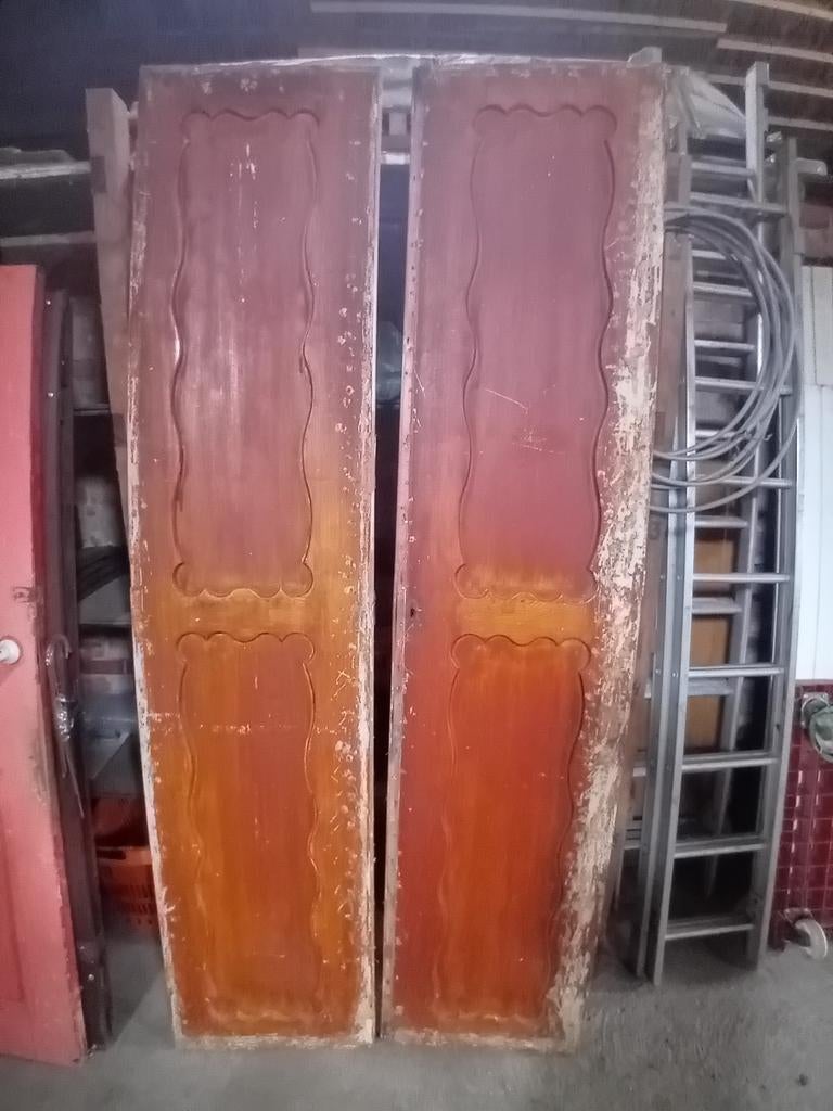 2 oude paneeldeuren vintage oude stijl., Ophalen, Gebruikt, Binnendeur, 200 tot 215 cm