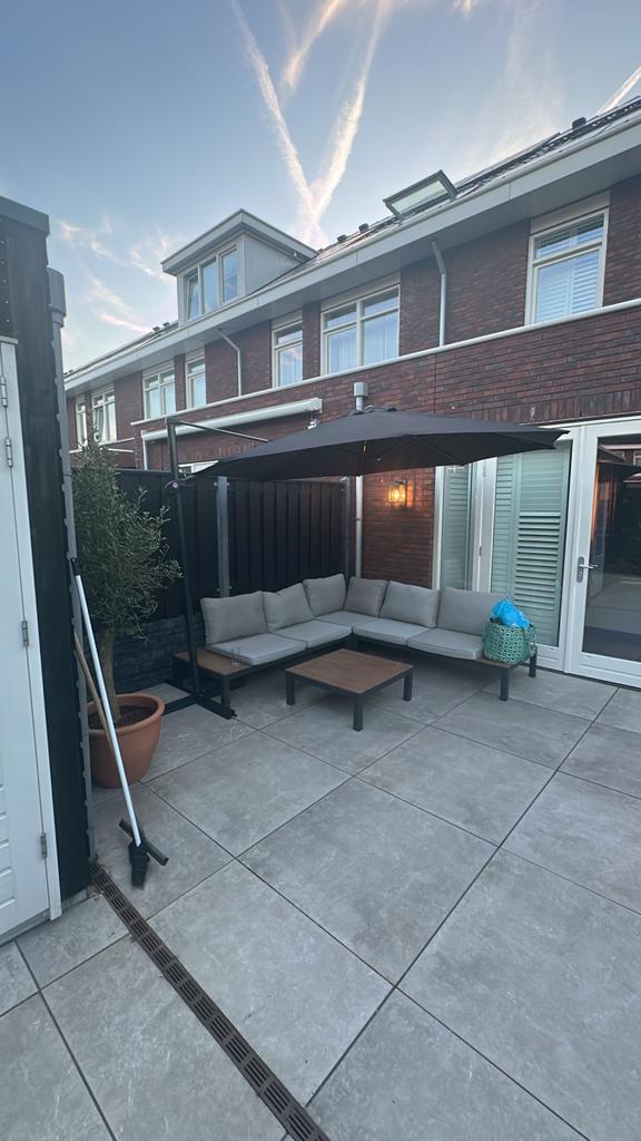 Aluminium hoek loungeset met tafel, Tuin en Terras, Tuinsets en Loungesets, Gebruikt, Loungeset, Aluminium, Meer dan 8 zitplaatsen