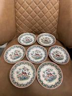 Set van 6 antieke schoteltjes met vogelmotief, Ophalen of Verzenden