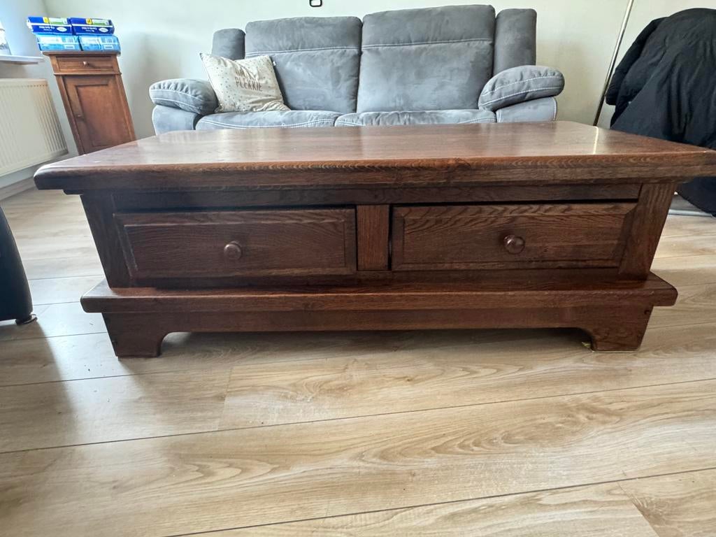 Massief Houten Salontafel, Ophalen, 100 tot 150 cm, 50 tot 100 cm, Zo goed als nieuw