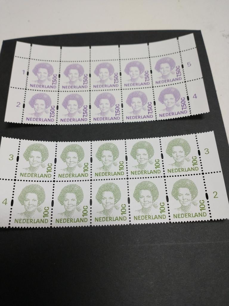 Postzegels koningin Beatrix inversie 7,50 en 10 gulden, Postzegels en Munten, Postzegels | Nederland, Ophalen of Verzenden