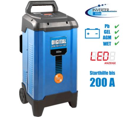 Digitale acculader 12/24 V snellader, starthulp tot 200 A, Auto diversen, Jumpstarters, Nieuw, Ophalen of Verzenden
