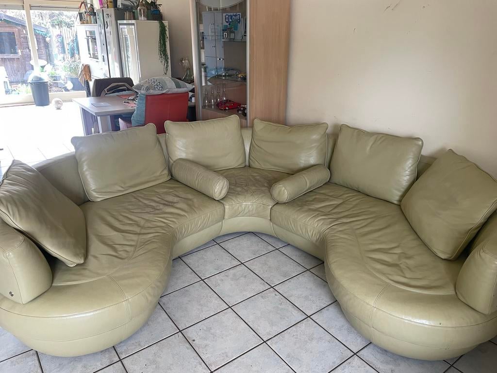 Leren bank van Natuzzi, driedelig, Huis en Inrichting, Banken | Bankstellen, Ophalen, Gebruikt, 100 tot 125 cm, Hoekbank