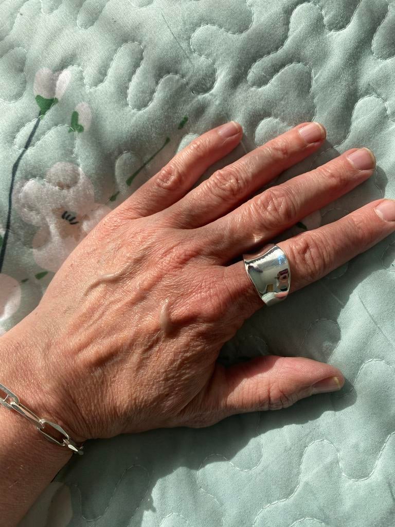 925 Zilveren Ring, Maat 18, 18 tot 19, Ophalen of Verzenden, Zo goed als nieuw, Dame