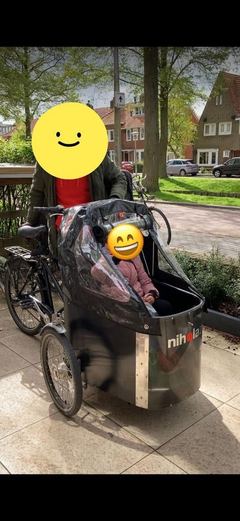 Nihola bakfiets met huif, Fietsen en Brommers, Ophalen, Gebruikt, 2 kinderen, Huif