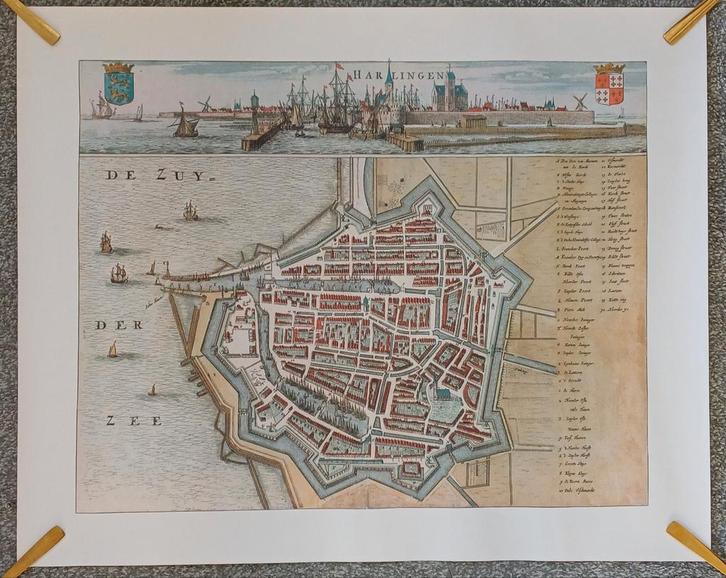 Historische Stadsplattegrond Harlingen - Schotanus 1664, Boeken, Atlassen en Landkaarten, Zo goed als nieuw, Landkaart, Nederland