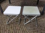 Twee vissers stoeltjes met tafelblad z.g.a.n., Ophalen of Verzenden, Zo goed als nieuw, Campingstoel