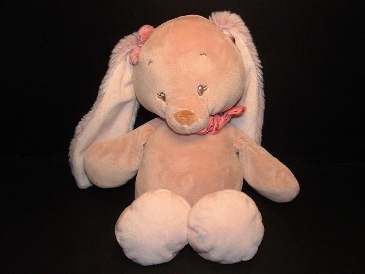 NATTOU KONIJN VELOURS BEIGE/ROZE MET PLUCHE ROZE OREN, Kinderen en Baby's, Speelgoed | Knuffels en Pluche, Nieuw, Konijn, Ophalen of Verzenden