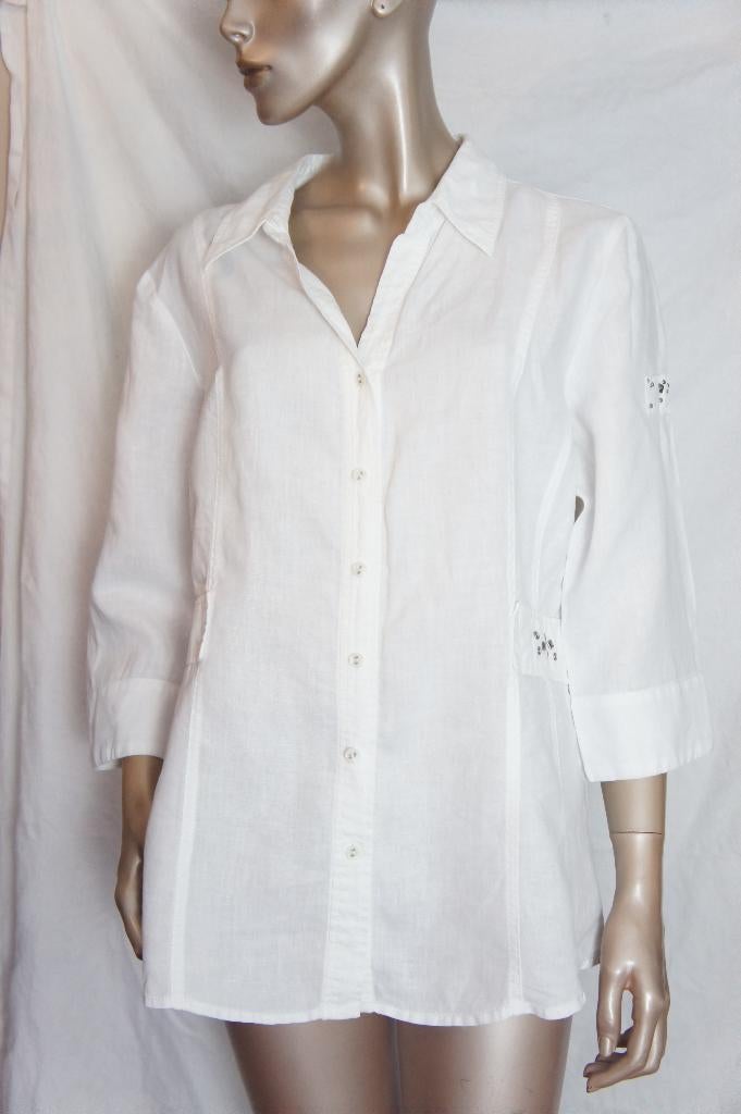 CLARINA blouse maat 44 LINNEN, Verzenden, Zo goed als nieuw, Maat 42/44 (L), Wit