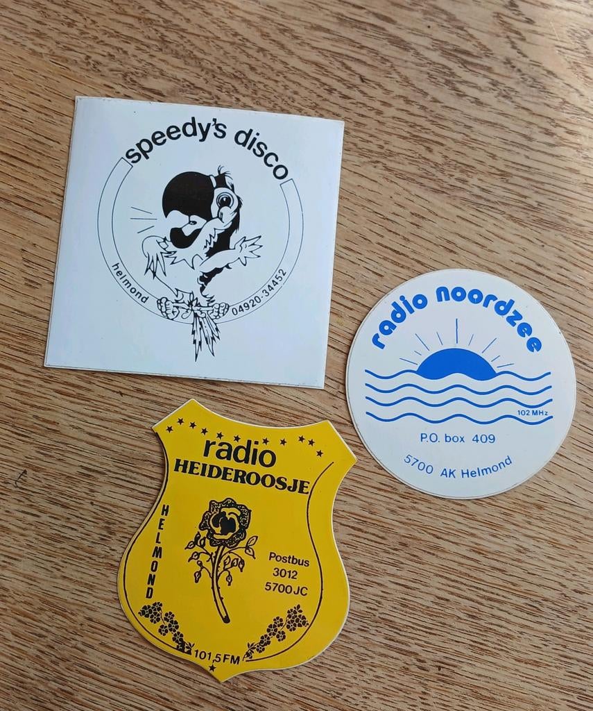 Stickers Radio Heideroosje/ Noordzee, Speedy Disco,  HELMOND, Ophalen of Verzenden