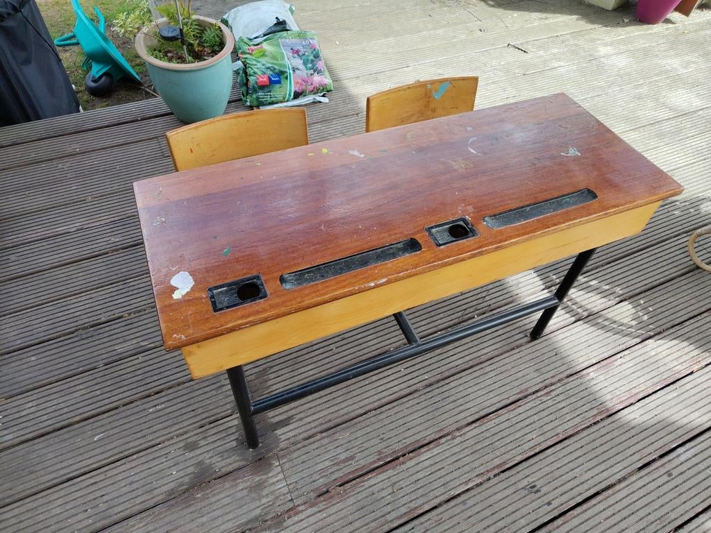 Vintage schoolbankje, Ophalen, Gebruikt