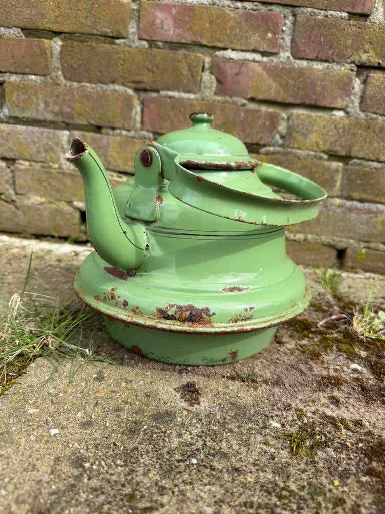 Emaille brocante theepot, Antiek en Kunst, Antiek | Emaille, Ophalen of Verzenden