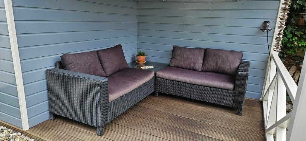 Wicker Loungeset met hoektafel, Tuin en Terras, Ophalen, 4 zitplaatsen, Gebruikt, Loungeset