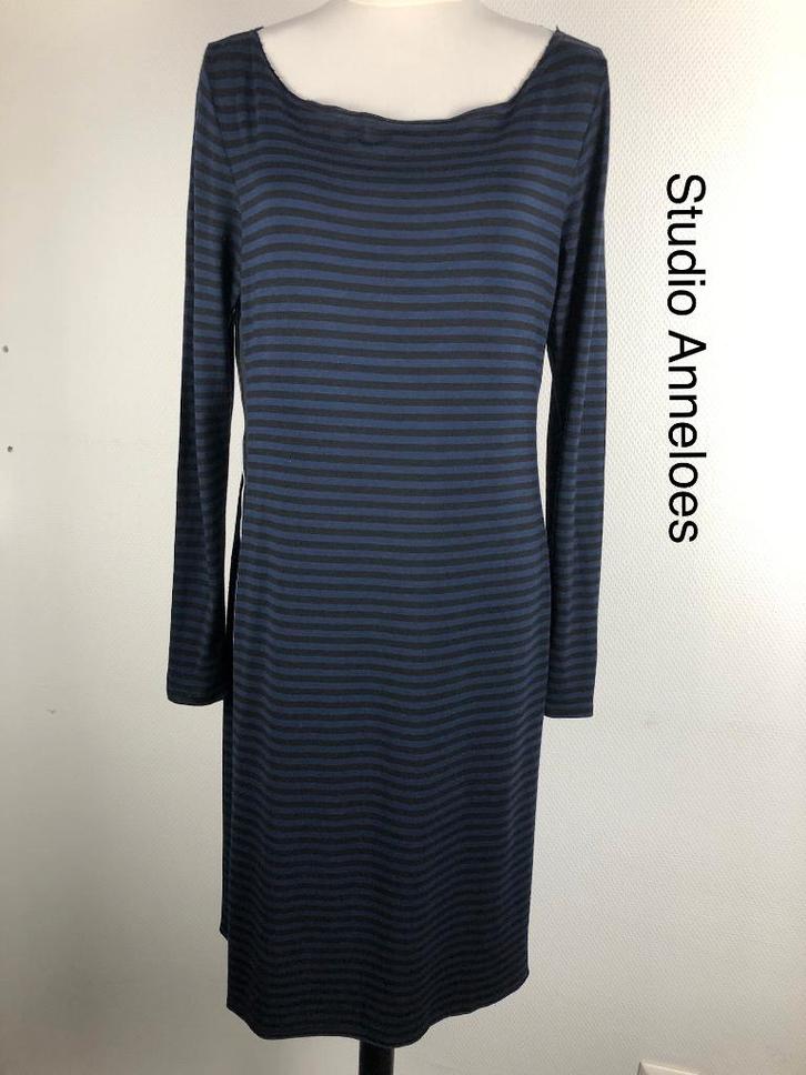 Studio Anneloes Jurk  (mt: 38) JR/8699, Kleding | Dames, Jurken, Zo goed als nieuw, Maat 38/40 (M), Blauw, Onder de knie, Ophalen of Verzenden