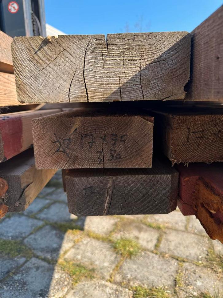 13x  houten balken - Ideaal voor constructie of decoratie, Doe-het-zelf en Verbouw, Hang- en Sluitwerk, Gebruikt, Overige typen