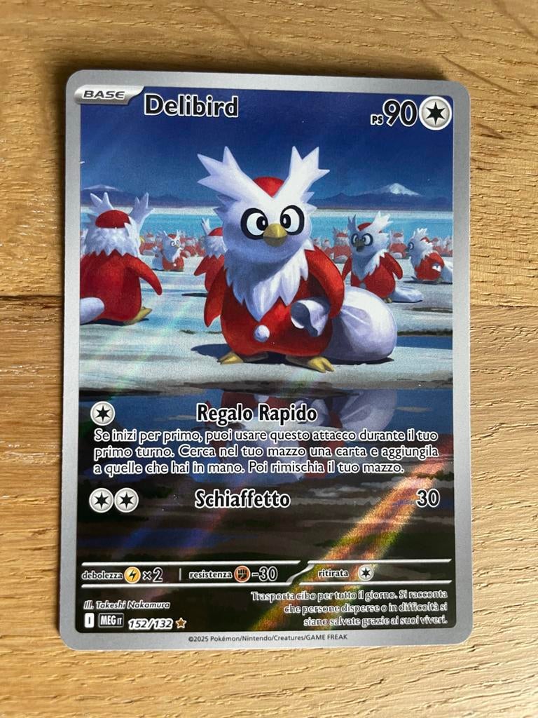 Pokémon Delibird 152/132 Mega Evolution, Ophalen of Verzenden, Zo goed als nieuw, Losse kaart, Foil