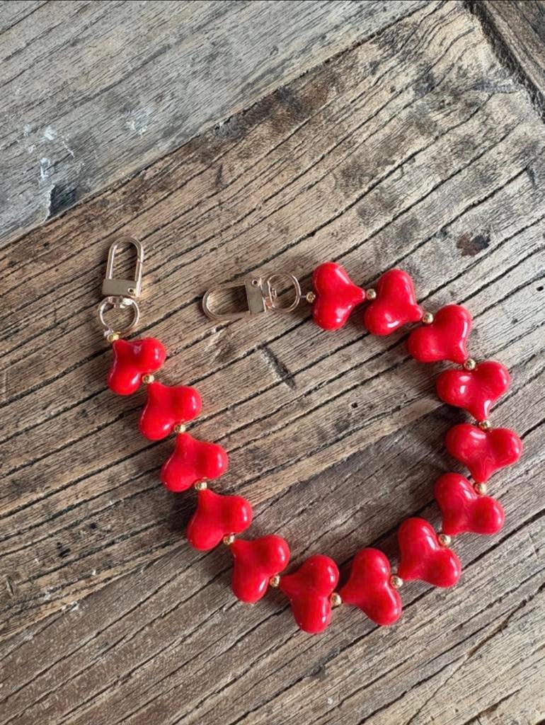 Telefoonkoord met hartjes / rood, Ophalen of Verzenden, Nieuw, Telefoonhanger of Accessoire, Overige merken