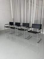 Set van 4 Mart Stam S34 buisframe stoelen zwart leer, Huis en Inrichting, Stoelen, Ophalen, Redesign, Aalsmeer, Bauhaus vintage