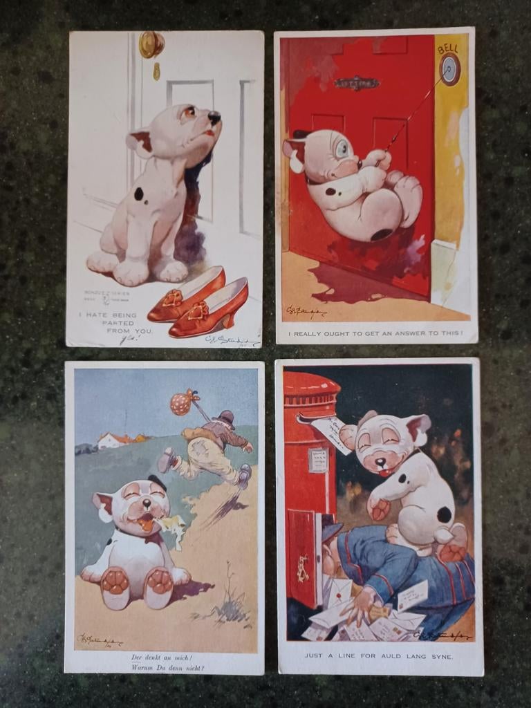 Bonzo honden G. Studdy illustraties, Ophalen of Verzenden, 1920 tot 1940, Gelopen, Overige thema's