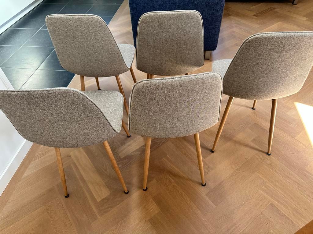 5 Jysk stoelen JONSTRUP grijs/eiken, Ophalen, Gebruikt, Grijs, Vijf, Zes of meer stoelen