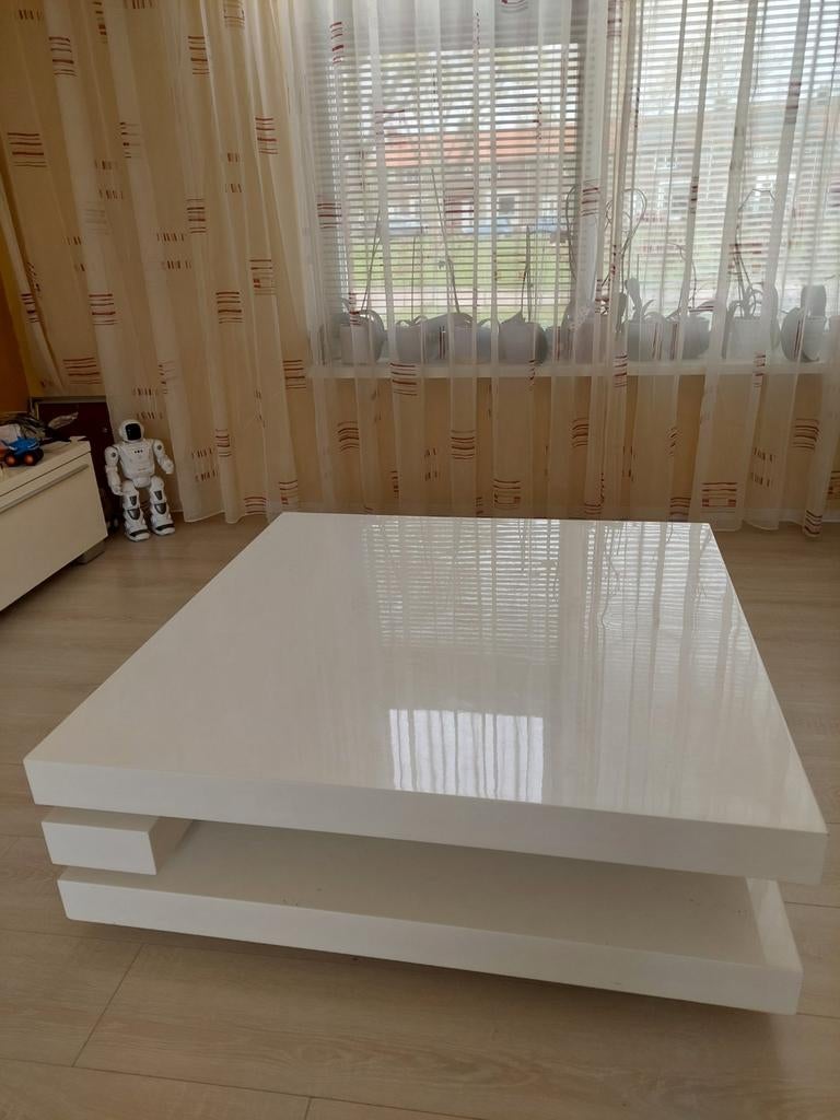Witte hoogglans salontafel 100x100 cm - Ophalen Espel, Huis en Inrichting, Tafels | Salontafels, Ophalen, Overige materialen, Gebruikt