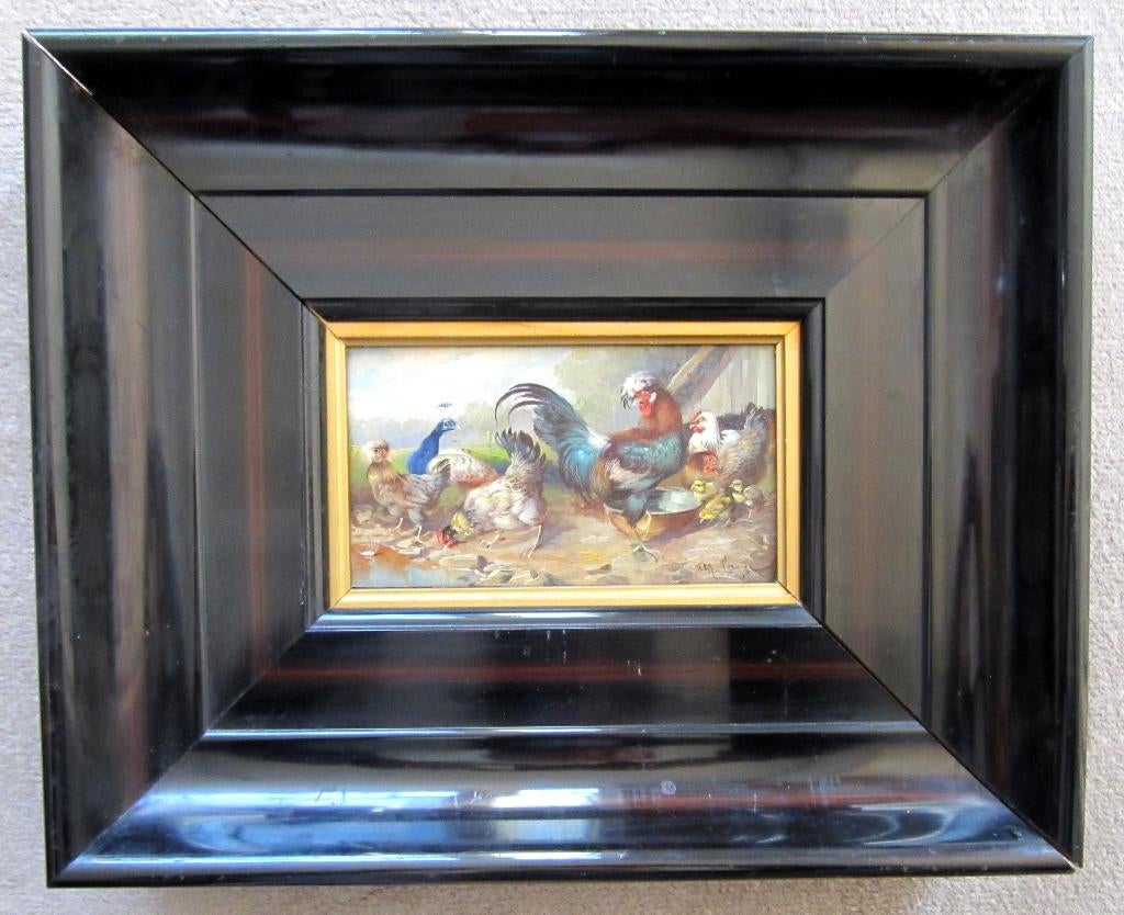 DUITS==== Max Hänger (1874-1941) == pluimvee ==, Antiek en Kunst, Kunst | Schilderijen | Klassiek, Ophalen of Verzenden