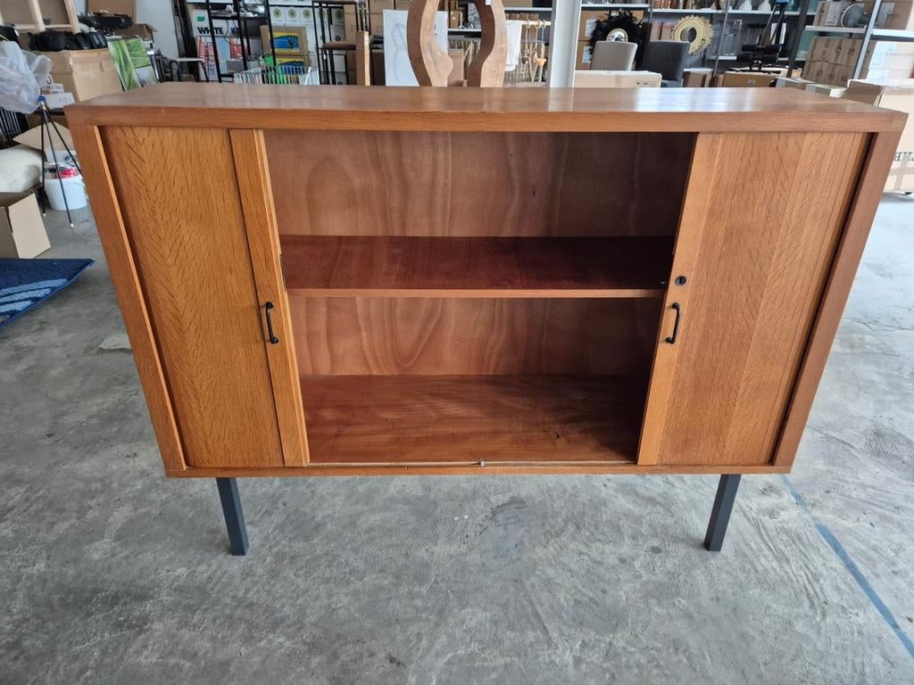 Vintage kastje met schuifdeuren- jaren 60, Ophalen, 100 tot 150 cm, Handelsonderneming Cubran, Misterstraat 6A