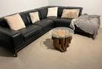 Hoekbank echt leer zwart natuzzi italia, Ophalen of Verzenden, Zo goed als nieuw, Leer