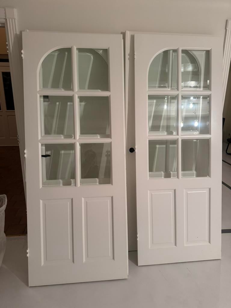 Echte dubbele hout massieve deuren zgan, Ophalen, Zo goed als nieuw, Buitendeur, 200 tot 215 cm