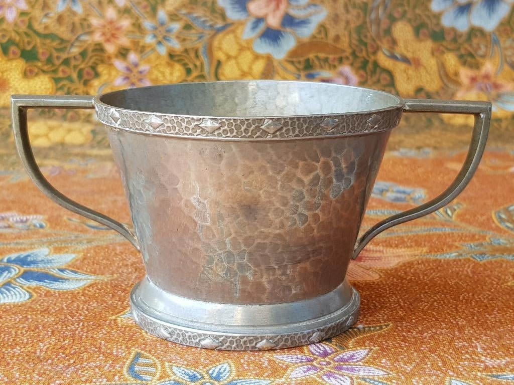 Mooi antiek Argent pewter suiker en roomstel uit Engeland., Ophalen of Verzenden