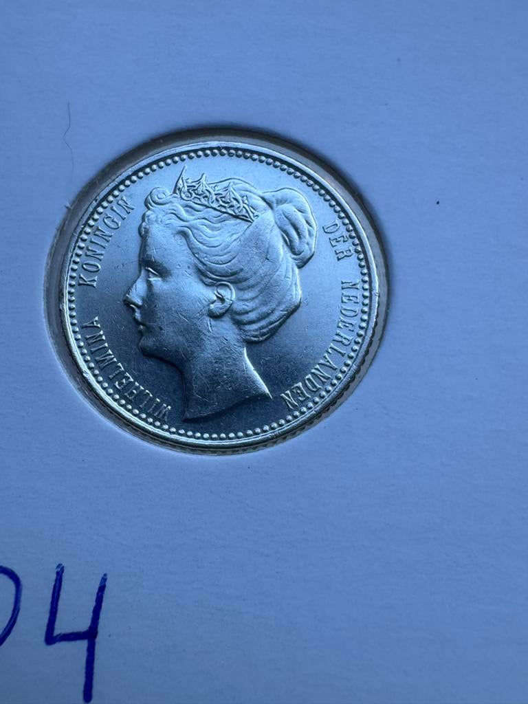 Zilveren kwartje Wilhelmina 1904, Ophalen of Verzenden, 25 cent, Losse munt