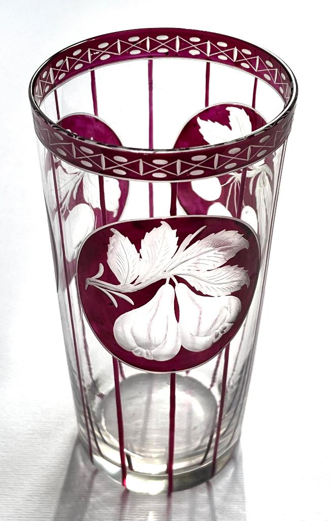 Geslepen 19e eeuw vruchten sap  glas Appels Peren Kersen, Antiek en Kunst, Ophalen of Verzenden