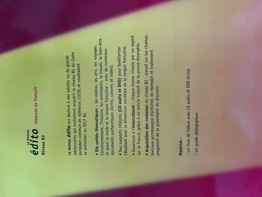 Frans leren B2 niveau - Le Nouvel Edito (incl. CD/DVD), Boeken, Ophalen of Verzenden, Zo goed als nieuw, Non-fictie