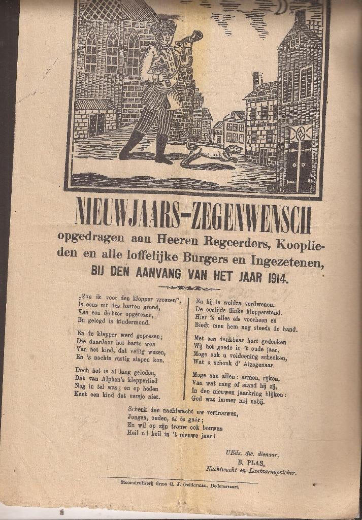 Dedemsvaart Nieuwjaars-Zegenwensch 1914, Dagelijks leven, Ophalen of Verzenden, 1900 - 1949, Origineel