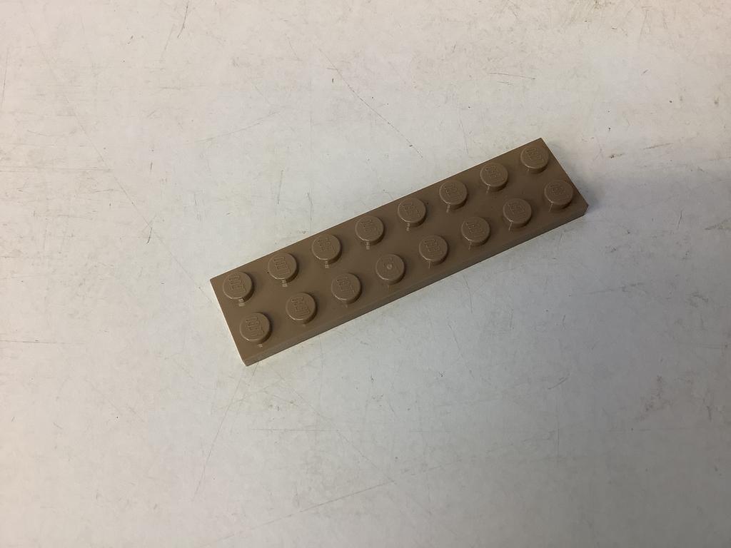 Lego plaat 2x8 donker beige, Ophalen of Verzenden, Gebruikt, Losse stenen, Lego