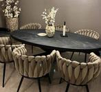 Wave Chair Sand White nieuw op voorraad, Ophalen of Verzenden, Nieuw, Velvet stoelen eetkamerstoelen woonkamerstoelen gevlochten wave