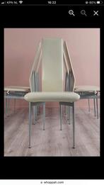 Grijs lederen eetkamerstoelen merk “Fasem S44”, Strak /modern, Leer, Ophalen of Verzenden, Zo goed als nieuw