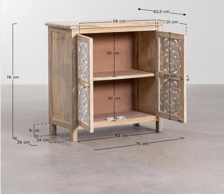 Ardel Mango Houten Dressoir Kast, Huis en Inrichting, Kasten | Buffetkasten, Zo goed als nieuw, Minder dan 100 cm, 50 tot 100 cm