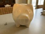 Aardewerk spaarpot varken wit, Verzamelen, Spaarpotten, Ophalen of Verzenden, Gebruikt, Steen, Aardewerk of Keramiek, Dier