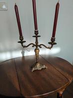 Antieke Kandelaar voor Drie Kaarsen, Ophalen of Verzenden, Koper of Brons